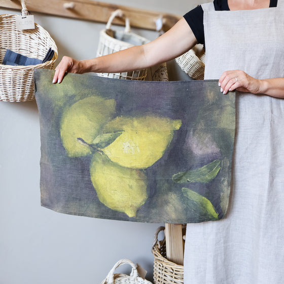 Painted Lemons Tea Towel | 100% Linen