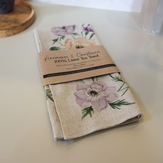 Anemone Tea Towel | Colourful - 100% Linen